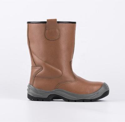 中国 SJ NO.6087 safety steel toe boots, high cut PU injection outsole, embossed split leather, SB, SBP, S1, S1P, S2, S3 standard 販売のため