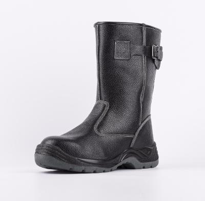 中国 Boots SJ NO.9131 high cut high cut slip-on shoe wear safety boots, embossed leather upper, PU injection outsole 販売のため