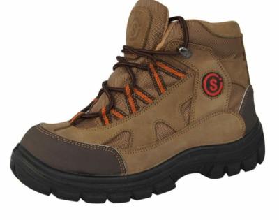 China SJNO.8003 Mid cut mid cut safety shoes for industries, yellow nubuck leather upper, injection construction PU dual density outsole for sale