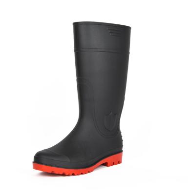 China Black Rubber Rain Boots PVC Gum Rain Boots, High Cut, Waterproof Shoes, Full Injection Construction, Oil & Acid & Alkali Resistant for sale