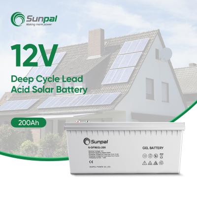 China Sunpal Long Life Cycle Gel Solar Battery 12v 200ah 200 Ah Deep Cycle Tubular Amp Battery for sale