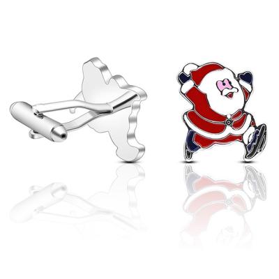 China Hot Selling Luxury Mens Diamond Santa Claus Cufflinks For Christmas Custom Metal Mens Shirt Accessories Item for sale