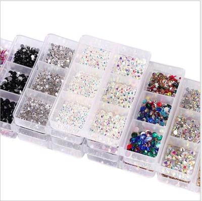 China 6 Grids Shape Flatback Kit AB Fashion Mixed Glass Diamonds Rhinestones Nail Crystal for sale