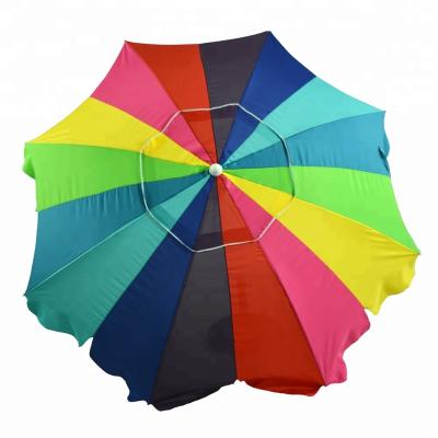 China Outdoor Furniture 8ft 16 Panel Polyester Fabric Rainbow Color With Titl Beach Umbrella for sale