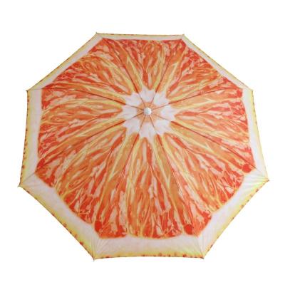 China Outdoor Furniture 6.5ft Polyester Customized 170T Umbrella Design Add Fruit Picture Beach Umbrella, Orange for sale