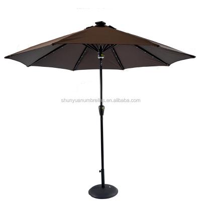 China Outdoor Furniture 9 Feet Hot Sale Patio LED Umbrella Light With Bluetooth Speaker Outdoor Sunshade for sale