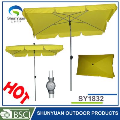 China Outdoor Furniture 1.8X1.2M Rectangular Outdoor Umbrella Yellow Patio Offset Umbrella Base Furniture Garden Deck Poolside for sale