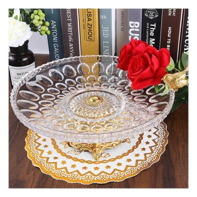 China Transparent Brass/Glass Crystal Brass Matching Crystal Glass Golden Fruit Dish Candy Use Wedding Party Sauce Dish Cutlery for sale