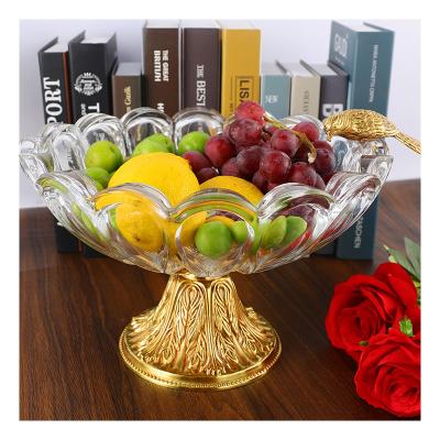 China European style restaurant dishes fruit crystal glass copper hot selling ceramic dish with stand for sale