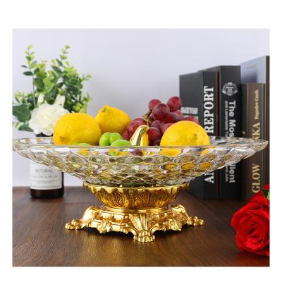 China Luxury Brass/Glass Dish Crystal Wholesale Decorative Brass Base Crystal Glass Fruit Candied Fruit for sale