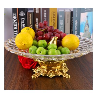 China Restaurant Hotel Family Dish Decoration Wedding Crystal Brass Quality Round Brass/Glass Fruit Dish for sale