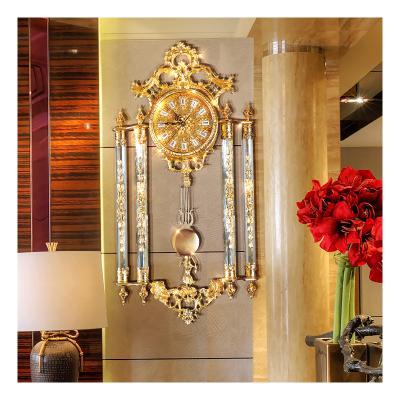 China European Style Antique Wall Clock Design Clock Hotel Villa Luxury Creative Luxury Crystal Silent Movement Pendulum Clock for sale