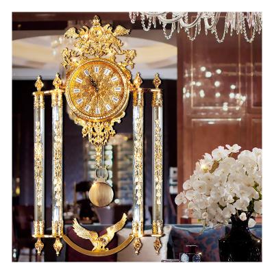 China Design Gold Antique Luxury Style Decoration Home Wall Clock Style Crystal Wall Clock for sale