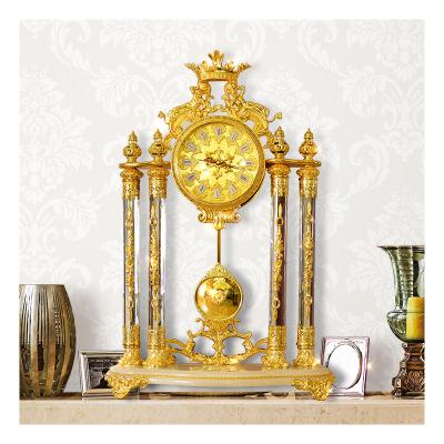 China Home Luxury Gold Creative Crystal Decoration Design Clock Retro Calendars Desk Style for sale