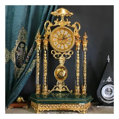 China Luxury Home Decor Calendars Gold Crystal Desk Clock Creative Fashion Brass Design for sale