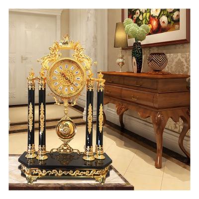 China Classy retro clock luxury and elegant style office clock palace home decoration design brass style for sale