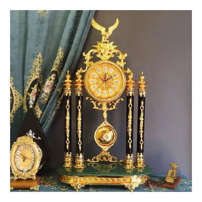 China Class Gold Home Decor Brass Crystal Desk Clock for sale