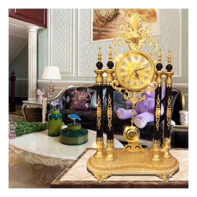 China Custom Eclectic European Classic Crystal Gold Clock Home Decoration Desk Clock Metal Clock for sale