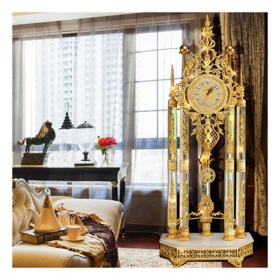 China Antique European Style Hall Floor Clock Luxury Gold Grandfather Clock for sale