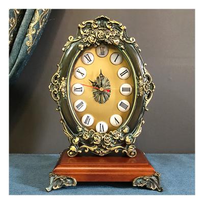 China European Traditional Solid Wood Desk Clock Luxury Retro Gift Custom Clock for sale