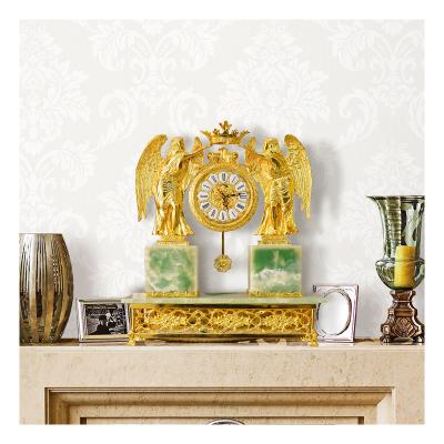 China European Classical Grandfather Clock Home Decoration Brass Brass Custom Clock Large Desk Angel Design Clock for sale