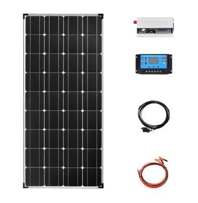 China 120w Full Kit Inverter Charger Solar Panel Photovoltaic System Power 12v 110V 220v 1000W For Home RV Trailers Boats Sheds 166mmx166mm for sale