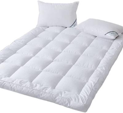 China Cooling Luxury Puffy Plush Knit Fitted White Mattress Softly Breathable Quilted Topper Pad Polyester Twin for sale