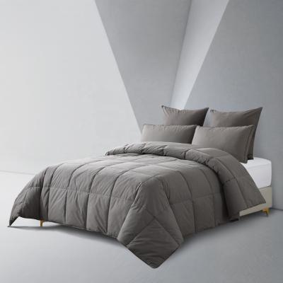 China Hypoallergenic Customized Sustainable All Season Goose Feather And Down Luxurious 100% Cotton Bed Comforter Cover Dark Gray for sale