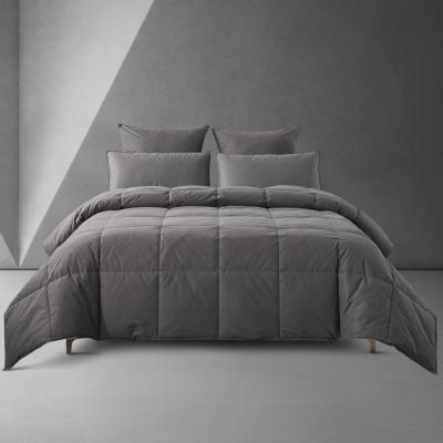 China Hypoallergenic Sustainable All Season Home Textile Goose Feather & Down Dark Gray Bedding Luxurious 100% Cotton Comforter Cover for sale