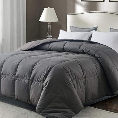 China Factory Sustainable Supplier All Season Washable Reversible Fluffy Goose Down Bedding Dark Gray Comforter 100% Cotton Blanket for sale