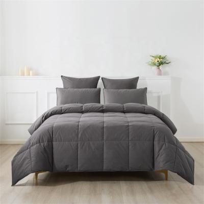 China Viable All Season Goose Feather and Down Comforter Queen Hotel Collection Luxury 100% Cotton Comforter Bed Cover Dark Gray for sale