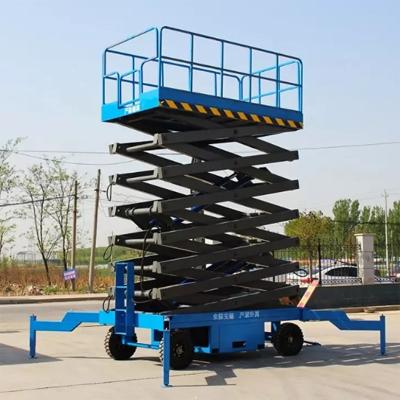 China Building Material Stores Model Manual Hydraulic Four Wheels Mobile Scissor Lifts for sale