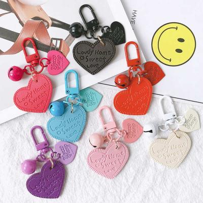 China Luxury Environmental Friendly Leather Car Key Key Chain Girly Bell Color Candy Bell Color Candy Bag Accessories Gift Gift for sale