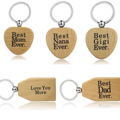 China Custom Heart Name Wooden Key Rings Wooden Key Ring Blank Key Chain for sale