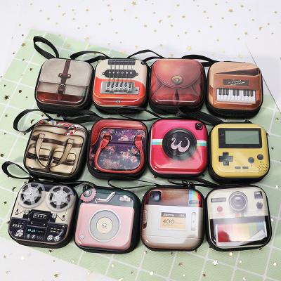 China Practical Cute Cartoon Tinplate Earphone Coin Wallet Mini Square Wallet Retro Camera Zipper Coin Purse For Kids for sale