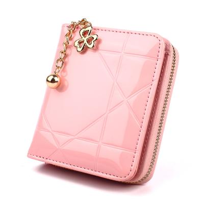 China Factory Price Fashion Wholesale Cheap Women Wallet Waterproof Tassel Patent Leather Short Zipper Coin Model Ladies Pinch for sale