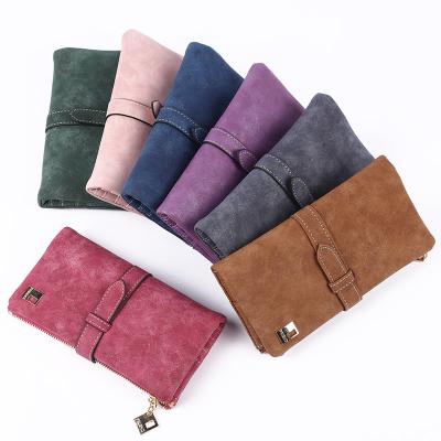 China 2021 retro large capacity factory direct sale grind PU arenaceous leather purse card holder wallet for women for sale