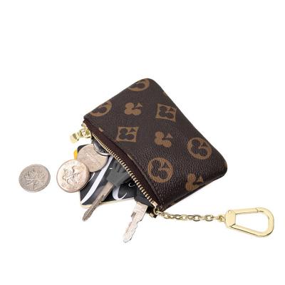 China Amazon Hot Sale Designer Fashion Girly Money Bag Environmental Friendly Pocket Leather Mini Zipper Coin Purse Wallet Card Holder Key Chain for sale