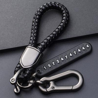 China Fashion Anti-lost Car Pendant Key Slot Rings Key Chain Phone Number Card Keychain Auto Vehicle Car Key Chain Accessories for sale