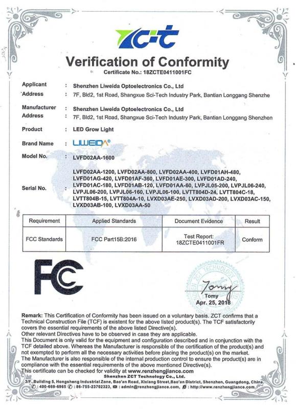 FCC - Shenzhen Liweida Optoelectronics Co., Ltd.