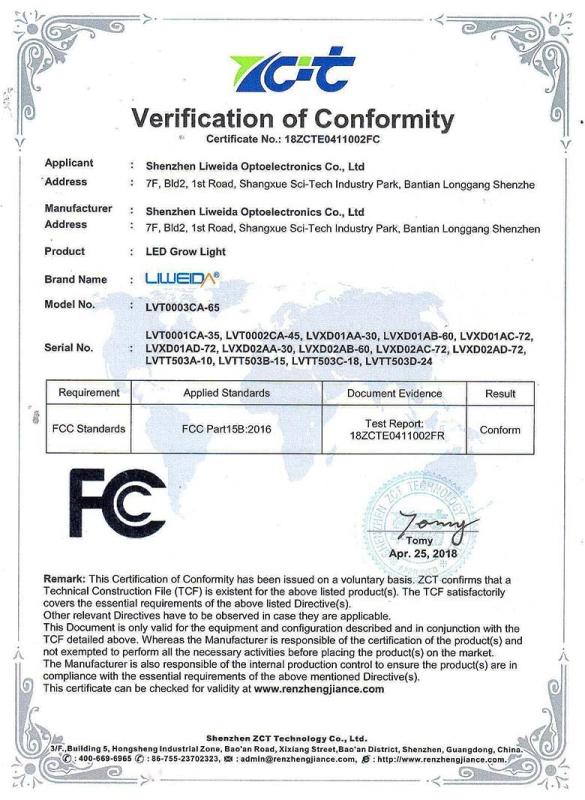 FCC - Shenzhen Liweida Optoelectronics Co., Ltd.