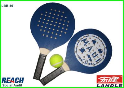 China Blue Adult Size Beach Ball Racket With Holes , Wood Board And Handle for sale