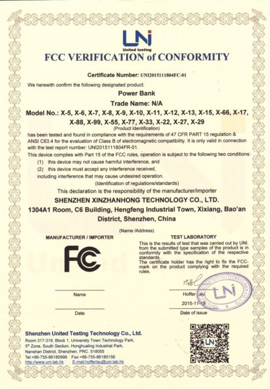 FCC - Shenzhen Xinzhanhong Technology Co., Ltd.