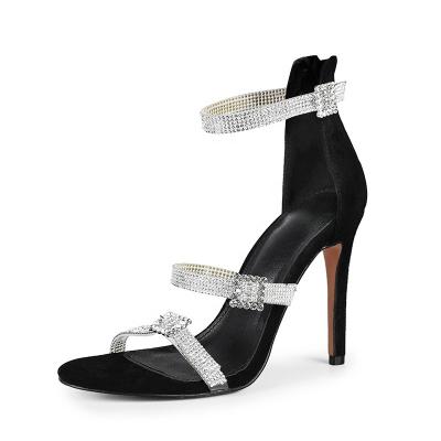 China Cushioning Luxury Crystal Ladies Shoes And Sandals With Fashionable Heels For Women for sale