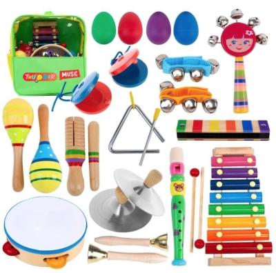 China THUNDER CUT Kids Wooden Musical Instruments Set 24 Pcs For Toddler Ages 3-5 - Baby Wooden Percussion Musical Toys for sale