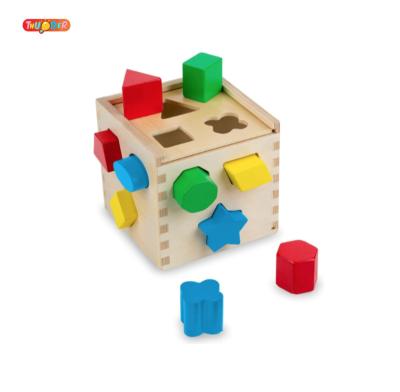 China Wooden THUNDER BREAK Shape Sorting Cube Classic Wooden Toys 12 Different Shapes, Standard Packing for sale