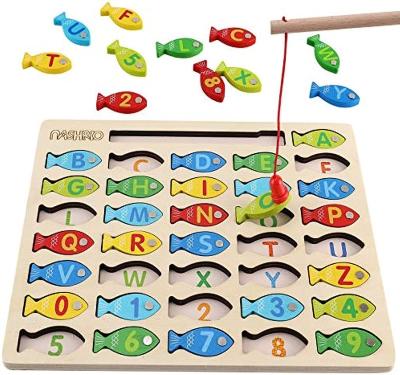 China Wooden THUNDER CUT Magnetic Wooden Game Fishing Toy for Toddlers, Alphabet Fish Catching Counting Games Puzzles with Numbers for sale