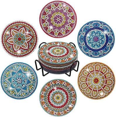 China CORK THUNDER CUT Diamond Painting Coasters with Small Stand Diamond , Mandala Diamond Art Coasters Adults and Children for sale