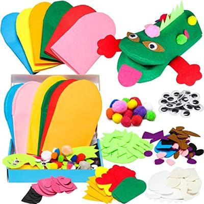 China THUNDER CUT Felt Hand Puppet Making Kit Art Craft Felt Sock Puppet Toys Creative DIY Puppets Pompoms Wiggling Googly Eyes for sale