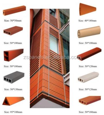 China Exterior Clay Building Facade Terracotta Louver Window Frames, Terracotta Sunshade Rod, Ventilated Cladding Terracotta Pipes for sale